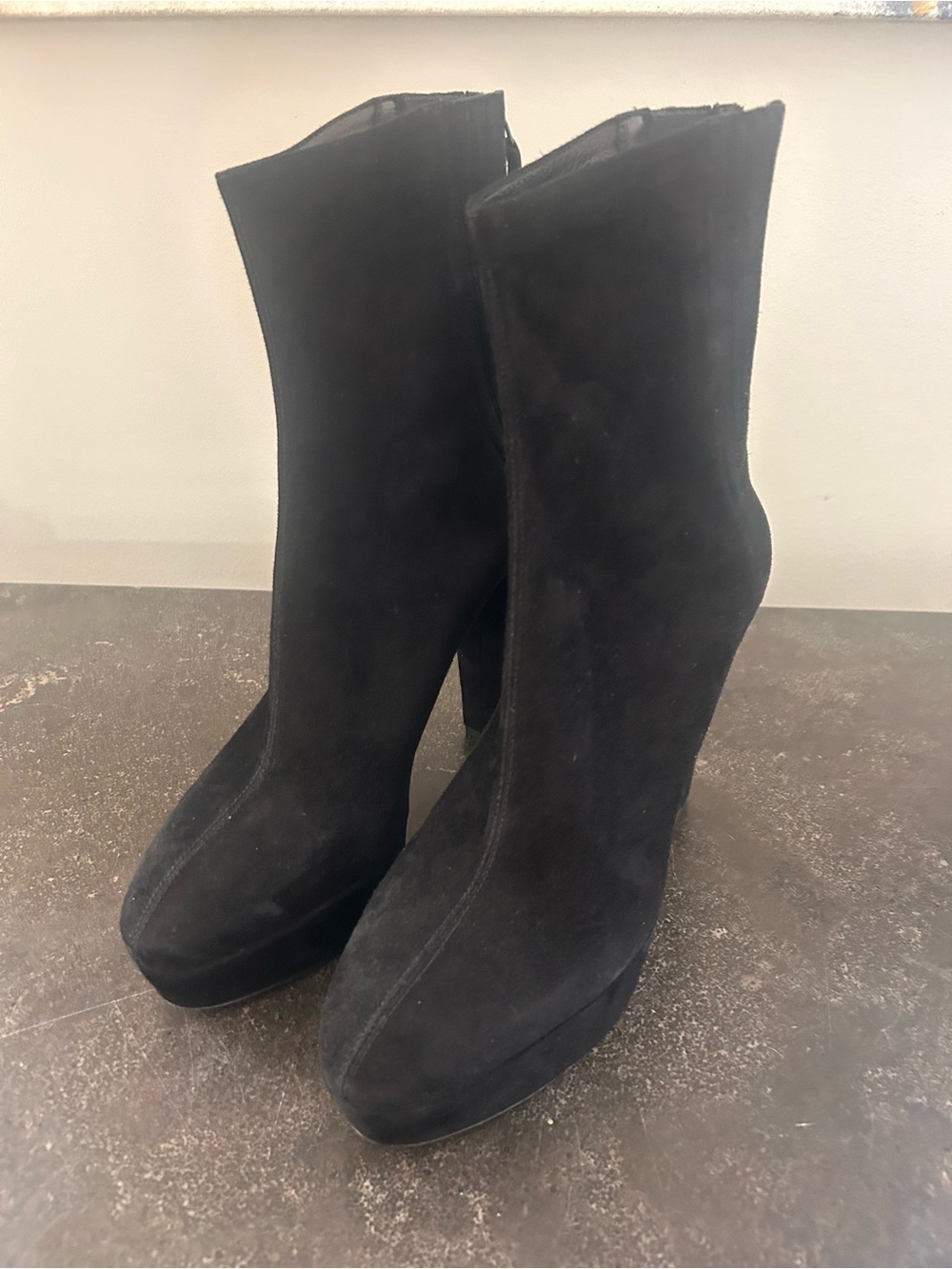 Aquazzura Black Suede Platform Ankle Boots